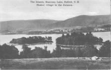 SA1646 - "The Islands, Mascoma Lake ? Shaker village in the distance." Identified on the front.
